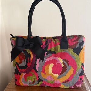 Talbots Floral Tote with Black Bow